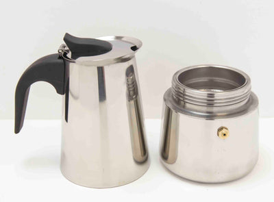 3 of 7:Home Basics Cafetera espresso de acero inoxidable de 6 tazas, plateada 