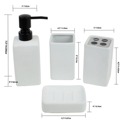 5 of 5:Home Basics Loft 4 Piece Ceramic Bath Accessory Set, White 