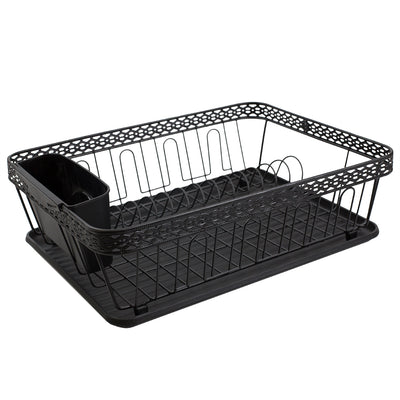 2 of 4:Home Basics 3 Piece Decorative WIre Steel Dish Rack, Black 