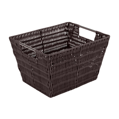 1 of 4:Simplify Medium Rattan Storage Tote Basket in Chocolate 