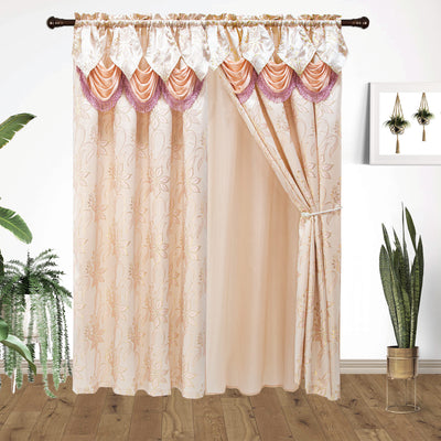 2 of 7:Ramona Floral Rod Pocket Window Panel with Valance and Backing, 54x84 Inches 
