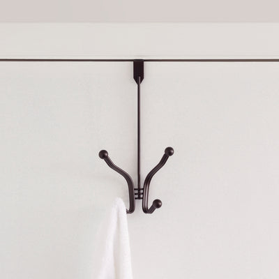 4 of 6:Crochet double courbé pour porte Home Basics, bronze 