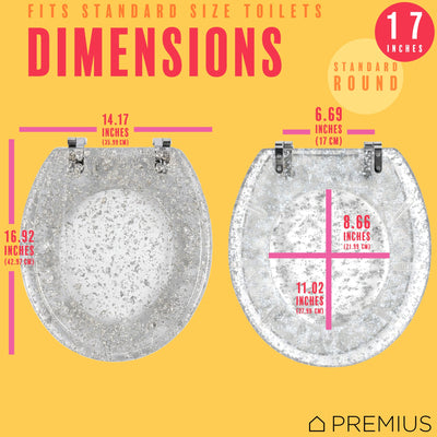 5 of 7:PREMIUS Polyresin Silver Leaf Toilet Seat, Clear, Standard Round, 17 Inches 