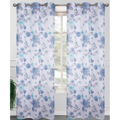 4 of 4:Panneau de fenêtre transparent à œillets Garcia, imprimé roses, 2-38 x 84 pouces 