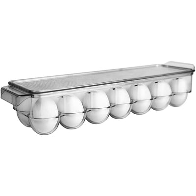 1 of 7:Home Basics Egg Holder with Clear Cover, Holds 14 Eggs, 14.5x4.75x3 Inches 