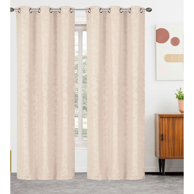 8 of 10:Serbia 2-Pack Room Darkening Embossed Leaf Grommet Window Panel, 76x84 Inches 