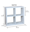 3 of 3:Étagère de rangement en bois à 4 cubes ouverts Home Basics, blanche 