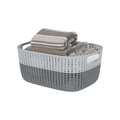 2 of 4:Simplify 2-Tone Decorative Large Storage Basket in Grey 