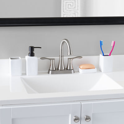 4 of 5:Home Basics Loft 4 Piece Ceramic Bath Accessory Set, White 