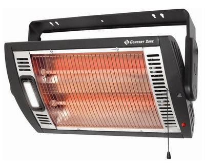 1 of 3:Comfort Zone Czqtv5m Ceiling and Patio Mount Quartz Heater, Black, 1500 Watts 