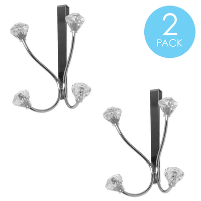3 of 5:Crochet double de suspension pour porte Home Basics avec boutons en cristal 