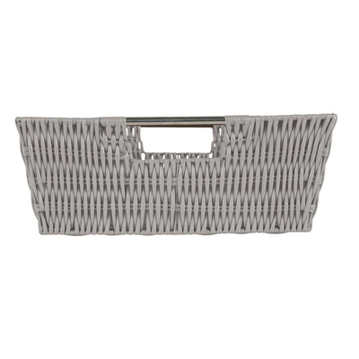 2 of 4:Simplify Shelf Storage Rattan Tote Basket in Grey 