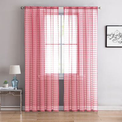 4 of 52:Lisa Plaid Sheer Rod Pocket Panel, Black, 55x90 Inches 