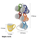 6 of 6:Home Basics Juego de tazas florales con soporte, 6 piezas, multicolor 