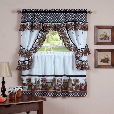 3 of 4:Mason Jars Tier & Swag Juego de cortinas de cocina, 57 x 36 y 57 x 30 pulgadas 