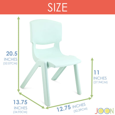 3 of 8:JOON Stackable Plastic Kids Learning Chairs, Mint Green, 20.5x12.75X11 Inches, 2-Pack (Pack of 2) 