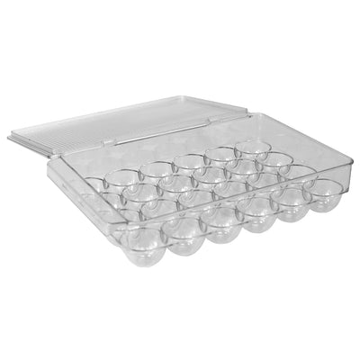 3 of 4:Home Basics Stackable 24 Compartment BPA Free Plastic  Extra Large Egg Holder Storage Tray with Lid, Clear 