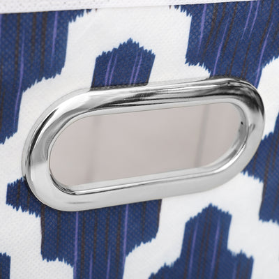 3 of 4:Home Basics Lattice Collapsible Non-Woven Storage Bin with Grommet Handle, Navy 