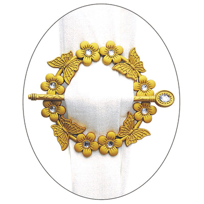 2 of 2:Butterfly Flower Decorative One Pair Window Curtain Tieback, Gold 