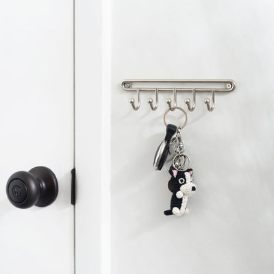 4 of 6:Home Basics Simplicity Key Rack With 5 Hooks, Brushed Satin Nickel, 7x1.4 Inches 