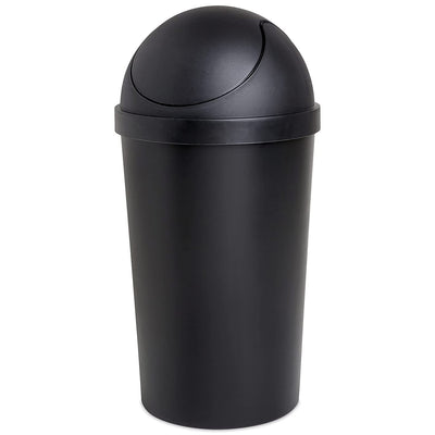 2 of 3:Sterilite Round SwingTop Wastebasket, Black, 3 Gallon 