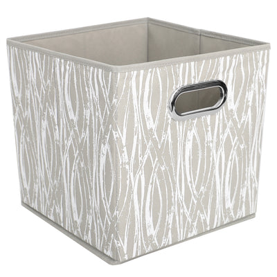 2 of 4:Home Basics Weave Collapsible Non-Woven Storage Bin with Grommet Handle, Taupe 