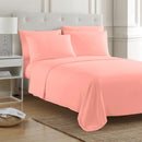 4 of 4:PREMIUS 4-6 Piece Solid Microfiber Wrinkle-Free Sheet Set, Light Pink 