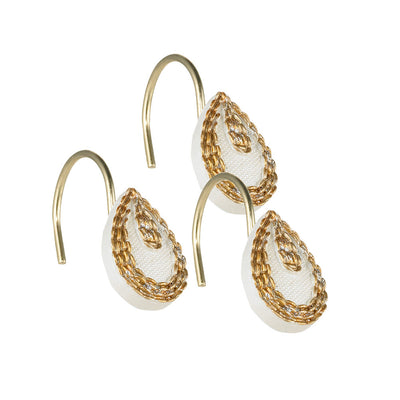 1 of 1:Popular Bath Seraphina Teardrop Design Resin Shower Hooks, 12-Pack, Beige-Gold 