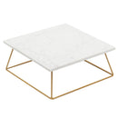 1 of 1:Sophia Grace Table Riser Marble Square, White-Gold, 12x12x5 Inches 
