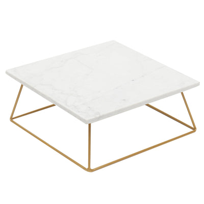 1 of 1:Sophia Grace Table Riser Marble Square, White-Gold, 12x12x5 Inches 