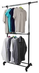 1 of 7:Portant à vêtements extensible à 2 niveaux Home Basics, noir 