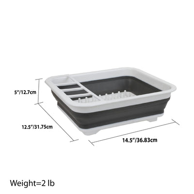 14 of 14:Home Basics Escurreplatos plegable de silicona y plástico, blanco/gris 
