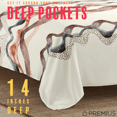 19 of 28:PREMIUS Zoey Soft Wrinkle-Free Microfiber Sheet Set, Beige 