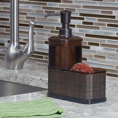 3 of 4:Distributeur de savon Home Basics avec porte-éponge tressé, bronze, 530 ml 