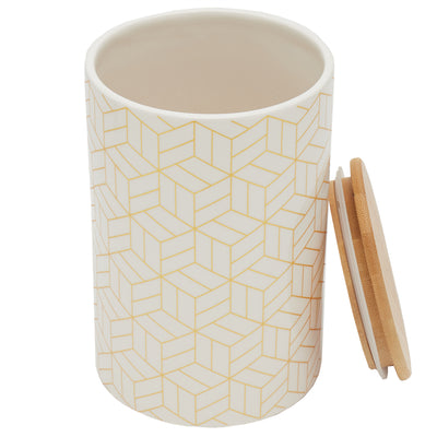 2 of 4:Home Basics Cubix X-Large Ceramic Canister with Bamboo Top 