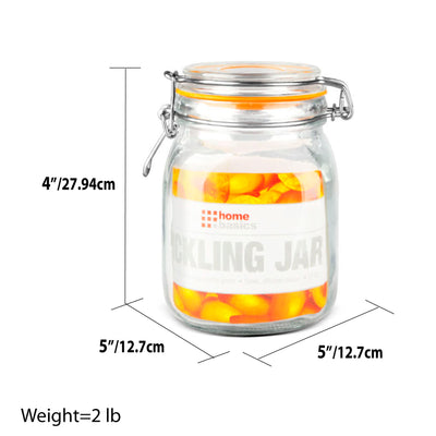 3 of 3:Home Basics 34 oz. Glass Pickling Jar with Wire Bail Lid and Rubber Seal Gasket 