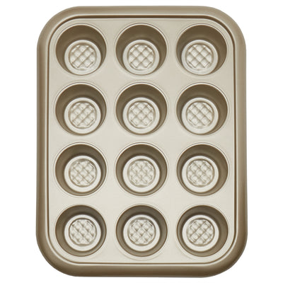 3 of 5:Home Basics Aurelia Non-Stick 12-Cup Carbon Steel Cookie Sheet, Gold 