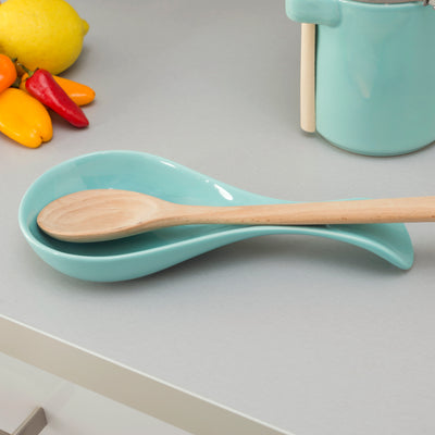 5 of 7:Repose-cuillère en céramique Home Basics, turquoise 