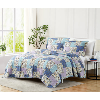 2 of 2:Laguna Vintage Patch 3-Piece Reversible Quilt Set, Multi 