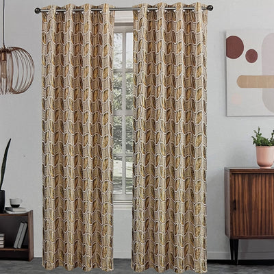 1 of 5:Dinah Leaf Metallic Jacquard Embroidery Window Panel, 55x84 Inches 