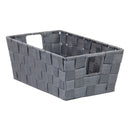 1 of 2:Home Basics Polyester Woven Strap Storage Basket, Gray, Small, 11.5x6.5x4.5 Inches 