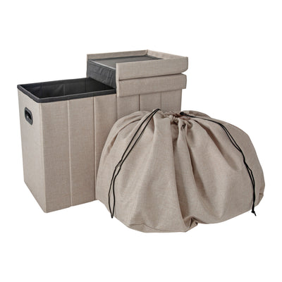 1 of 4:Simplify otomana plegable con tapa abatible en color natural 