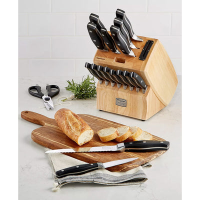 1 of 4:Chicago Cutlery Juego de bloques de madera para cuchillos de cocina forjados, 18 piezas, negro y plateado 