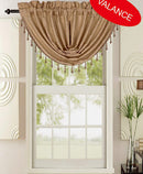 2 of 3:Leah Jacquard Textured Window Panel And Valance Treatments, Gold 