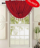 2 of 3:Leah Jacquard Textured Window Panel And Valance Treatments, Burgundy 