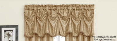 3 of 3:Bellini Jacquard Medallion Design Window Panel And Valance Treatments, Mocha 