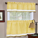 1 of 3:Buffalo Check Gingham Kitchen Curtain Separates, Yellow, 58x14 & 58x36 Inches 