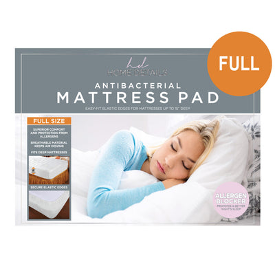 3 of 5:Home Details Antibacterial Easy-Fit Mattress Pad, Fits 15 Inches Deep, White 