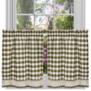 2 of 3:Buffalo Check Gingham cortina de cocina separada, salvia, 58 x 14 y 58 x 36 pulgadas 