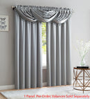 3 of 3:Bridget Crushed Satin Rod Pocket Panel and Waterfall Valance Window Treatments, Silver 